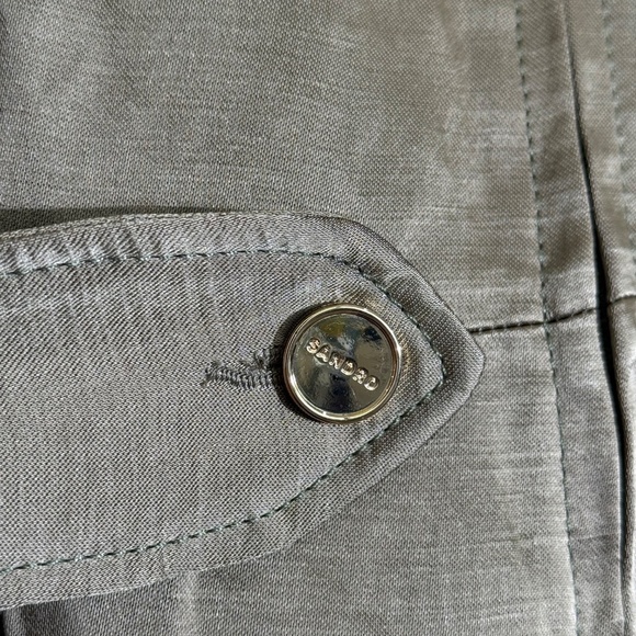 SANDRO Belted Satin Jumpsuit – Army Green – Size 36 – NWT - Picture 4 of 11